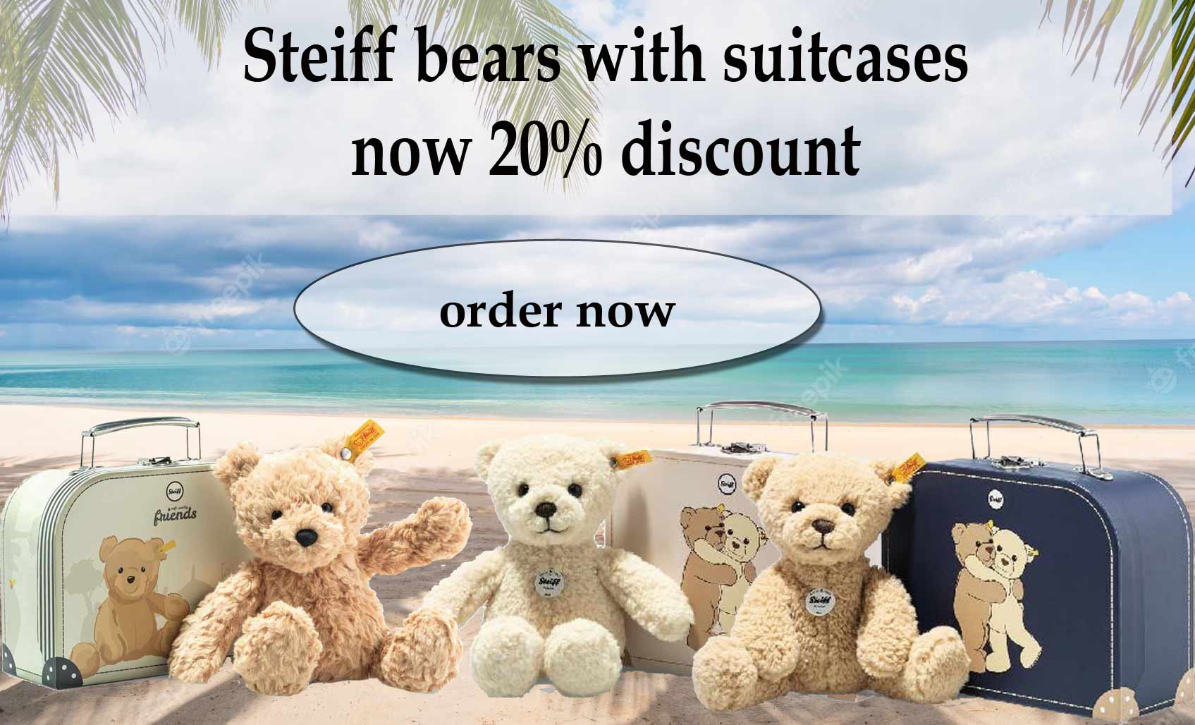 Steiff bears with suitcases