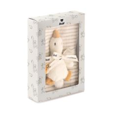 Steiff Gilda goose grip toy with rattle and burp cloth gift set EAN 242960