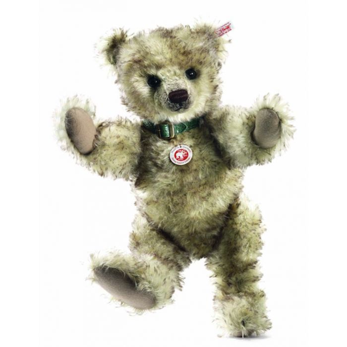 STEIFF  "JEREMY TEDDY BEAR" EAN 035180 SILVER/GREEN TIPPED MOHAIR GROWLER, 