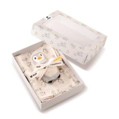 Steiff Lio penguin grip toy With rattle and burp cloth gift set EAN 242953