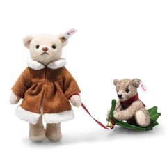 Steiff EAN 005862 moeder en kind op hulstblad slee